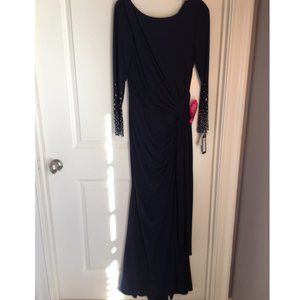 NWT Xscape Blue Formal Gown with High Slit